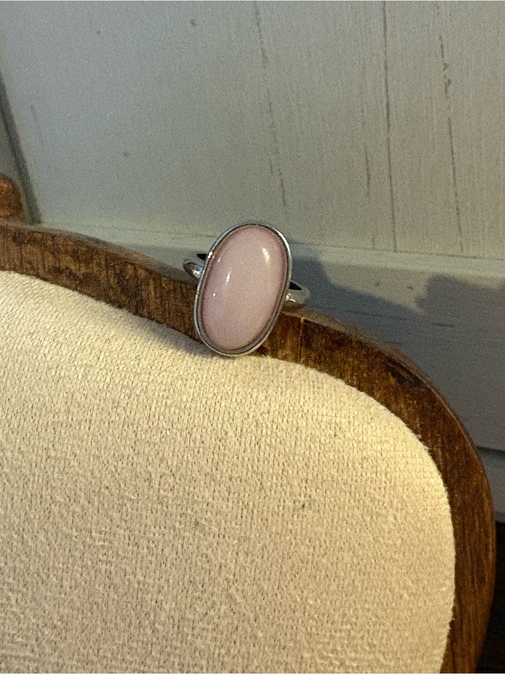 Sterling Silver Pink Oval Stone Ring